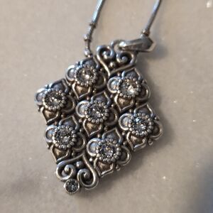 Brighton Rhinestone Pendent Necklace and Chain Silver Tone